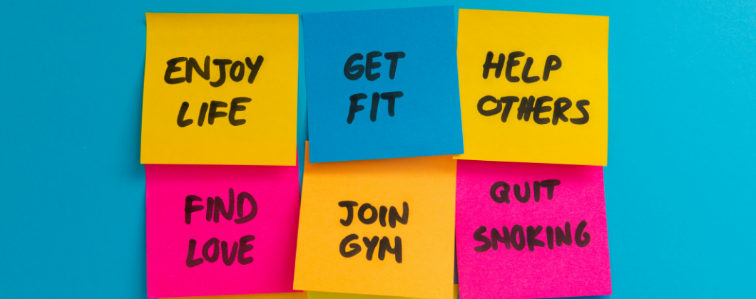 post-it notes with new years resolutions